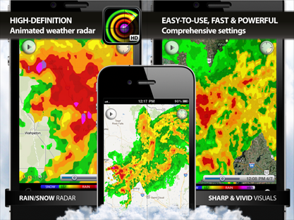 high-resolution and high-definition animated doppler weather radar for Apple iPhone, iPad, iPod touch and iOS